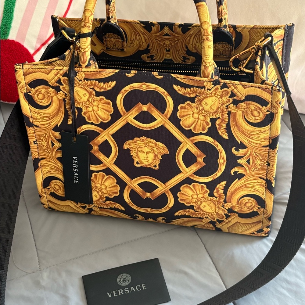 Versace Black and Gold Medusa Tote